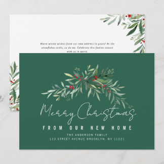 Merry Christmas botanical moving announcement card Feestdagenkaart