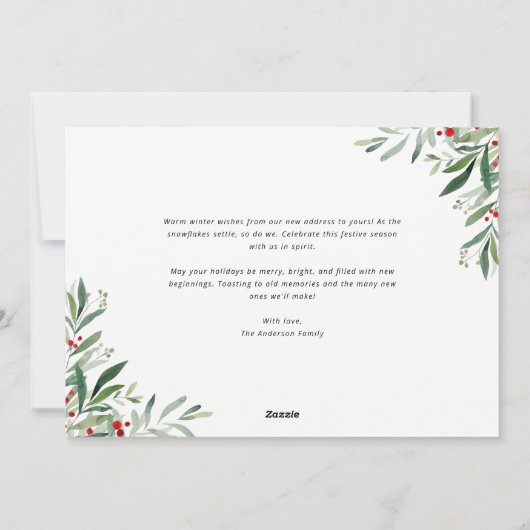 Merry Christmas botanical moving announcement card Feestdagenkaart (Achterkant)