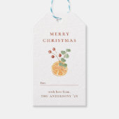 Merry Christmas Botanical Sinaasappel Hygge Cadeaulabel (Voorkant)