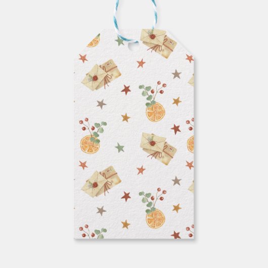 Merry Christmas Botanical Sinaasappel Hygge Cadeaulabel (Achterkant)