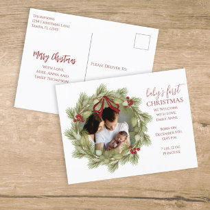 Merry Christmas Botanical Winter Holiday Wreath Feestdagenkaart