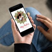 Merry Christmas Botanical Winter Holiday Wreath Feestdagenkaart