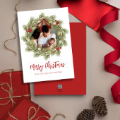 Merry Christmas Botanical Winter Holiday Wreath Feestdagenkaart
