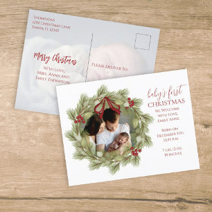 Merry Christmas Botanical Winter Holiday Wreath Feestdagenkaart