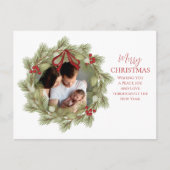 Merry Christmas Botanical Winter Holiday Wreath Feestdagenkaart (Voorkant)