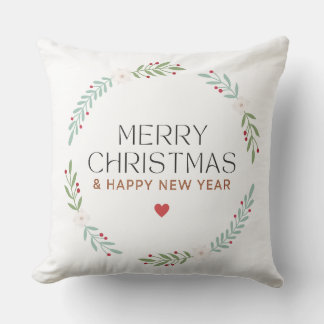 Merry Christmas Botanical Wreath Pillow Cover Kussen