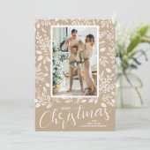 Merry Christmas Botanicals on Taupe Photo Feestdagenkaart (Staand voorkant)