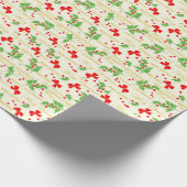 Merry Christmas Bow en Holly Bough Retro Cadeaupapier (Hoek)