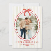 Merry Christmas Bow Family Photo Holiday Card Feestdagenkaart (Voorkant)