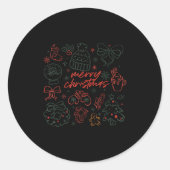 Merry Christmas Bow Santa Xmas Coquette Aesthetic  Ronde Sticker (Voorkant)