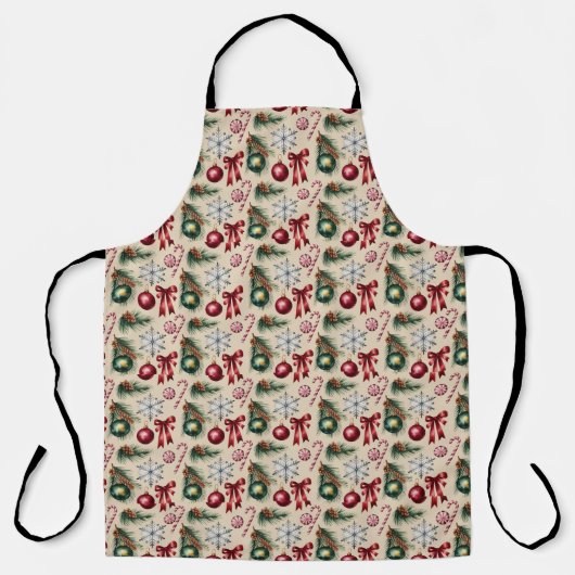 Merry Christmas bows ornaments candy canes Schort (Voorkant)