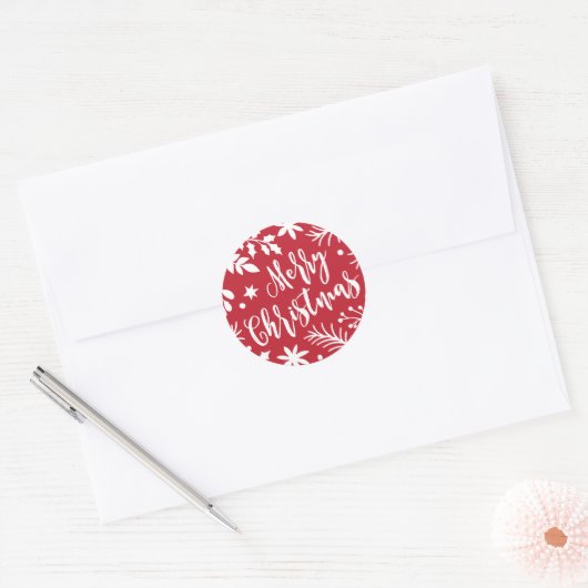 Merry Christmas Branches Vakantie Sticker (Envelop)