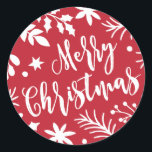 Merry Christmas Branches Vakantie Sticker<br><div class="desc">Deze feestelijke en trendy vakantie sticker heeft een afbeelding van takken en bloemen die kenmerkend zijn voor het seizoen. De woorden luiden Vrolijk kerstfeest. Deze elegante sticker zal familieleden en vrienden een glimlach op het gezicht toespelen en hen herinneren aan de kerstvreugde.</div>