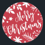 Merry Christmas Branches Vakantie Sticker<br><div class="desc">Deze feestelijke en trendy vakantie sticker heeft een afbeelding van takken en bloemen die kenmerkend zijn voor het seizoen. De woorden luiden Vrolijk kerstfeest. Deze elegante sticker zal familieleden en vrienden een glimlach op het gezicht toespelen en hen herinneren aan de kerstvreugde.</div>