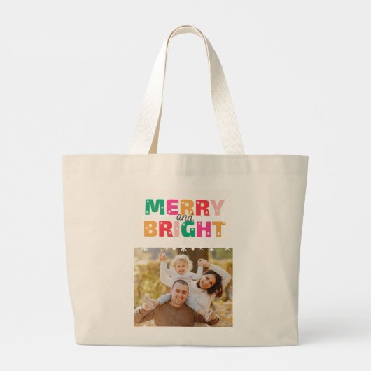 Merry Christmas & Bright beroemd gemaakt door Wils Grote Tote Bag (Achterkant)