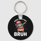 Merry Christmas Bruh Capybara Dabbing Santa Hat Xm Sleutelhanger (Voorkant)