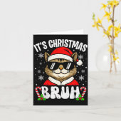 Merry Christmas Bruh Funny Cat Kitten Xmas Men Boy Kaart (Gele Bloem)