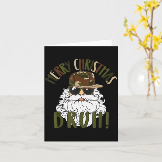 Merry Christmas Bruh Funny Santa Bruh Camo Xmas Pa Kaart (Gele Bloem)