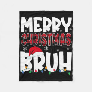 Merry Christmas Bruh Funny Santa Christmas Boys Me Fleece Deken