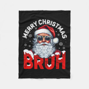 Merry Christmas Bruh Funny Santa Claus Retro Manne Fleece Deken