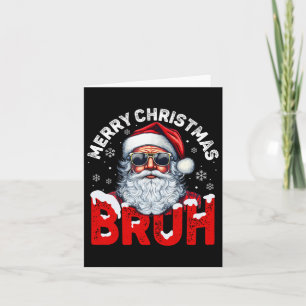 Merry Christmas Bruh Funny Santa Claus Retro Manne Kaart
