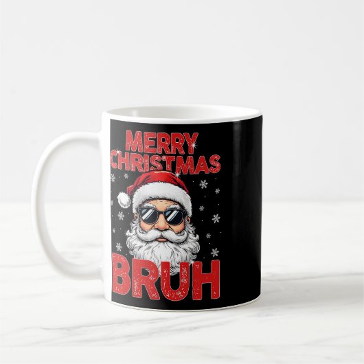 Merry Christmas Bruh Funny Santa Claus Retro Manne Koffiemok (Links)