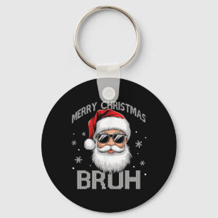 Merry Christmas Bruh Funny Santa Claus Retro Manne Sleutelhanger
