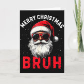 Merry Christmas Bruh Funny Santa Claus Retro Men W Kaart (Voorkant)