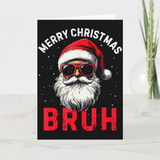 Merry Christmas Bruh Funny Santa Claus Retro Men W Kaart (Voorkant)