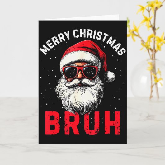 Merry Christmas Bruh Funny Santa Claus Retro Men W Kaart (Gele Bloem)