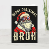 Merry Christmas Bruh Funny Santa Claus Retro Men W Kaart (Voorkant)