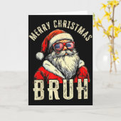 Merry Christmas Bruh Funny Santa Claus Retro Men W Kaart (Gele Bloem)