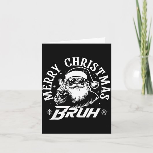 Merry Christmas Bruh Funny Santa Claus Retro Men W Kaart (Voorkant)