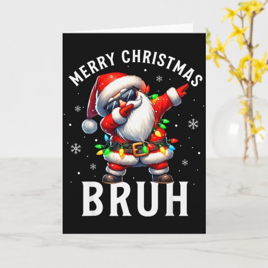 Merry Christmas Bruh Funny Santa Claus Retro Men W Kaart (Gele Bloem)