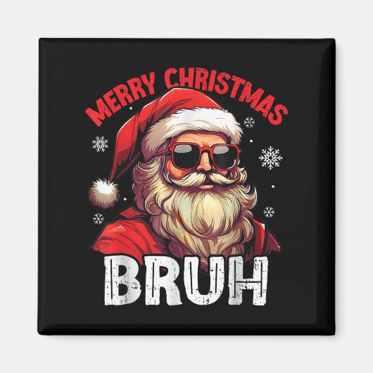 Merry Christmas Bruh Funny Santa Claus Retro Men W Magneet (Voorkant)