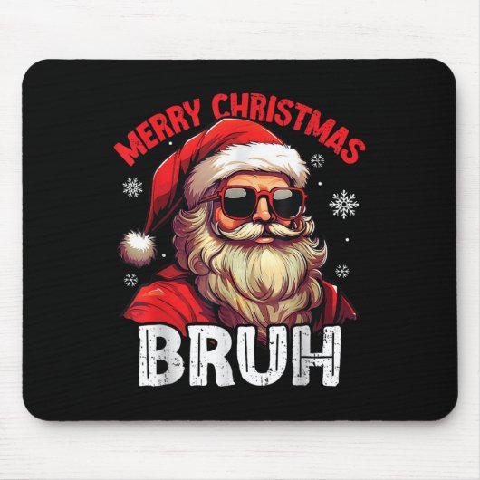 Merry Christmas Bruh Funny Santa Claus Retro Men W Muismat (Voorkant)