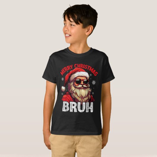 Merry Christmas Bruh Funny Santa Claus Retro Men W T-shirt (Voorkant volledig)