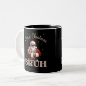 Merry Christmas BRUH Grappig ontwerp Tweekleurige Koffiemok (Voorkant links)