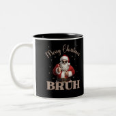 Merry Christmas BRUH Grappig ontwerp Tweekleurige Koffiemok (Links)