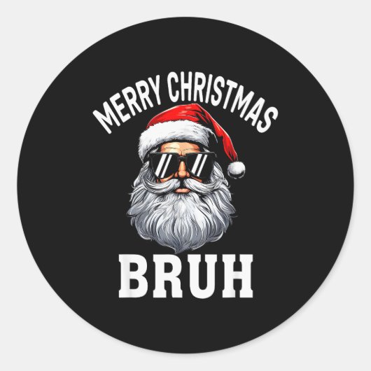 Merry Christmas Bruh Meme Funny Saying For Brother Ronde Sticker (Voorkant)