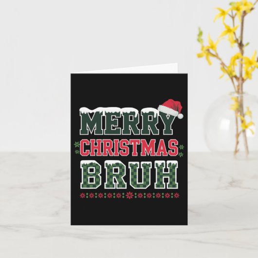 Merry Christmas Bruh Meme Grappig Gezegde voor Bro Kaart (Gele Bloem)