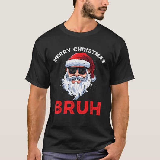Merry Christmas Bruh Meme Grappig Gezegde voor Bro T-shirt (Voorkant)