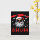 Merry Christmas Bruh Red Plaid Funny Santa Claus M Kaart (Gele Bloem)