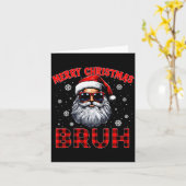 Merry Christmas Bruh Red Plaid Funny Santa Claus M Kaart (Gele Bloem)