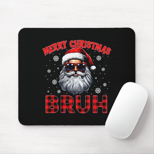 Merry Christmas Bruh Red Plaid Funny Santa Claus M Muismat (Met muis)