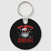 Merry Christmas Bruh Red Plaid Funny Santa Claus M Sleutelhanger (Voorkant)