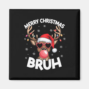 Merry Christmas Bruh Rendier Funny Xmas Tiener Kin Magneet