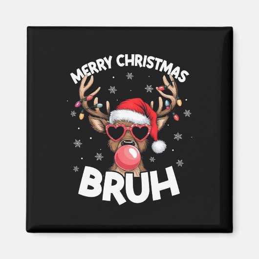 Merry Christmas Bruh Rendier Funny Xmas Tiener Kin Magneet (Voorkant)