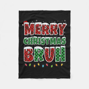 Merry Christmas Bruh Rood Groen Plaid Xmas Lights Fleece Deken