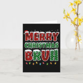 Merry Christmas Bruh Rood Groen Plaid Xmas Lights Kaart (Gele Bloem)